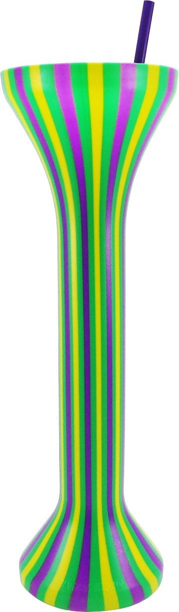slide 1 of 1, Funtime Mardi Gras Plastic Yard Bottle With Straw, 16 oz