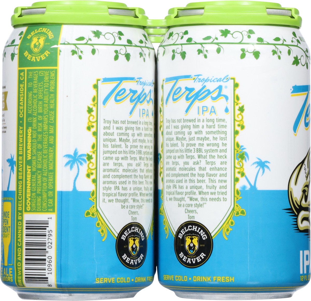slide 6 of 12, Belching Beaver Brewery IPA Tropical Terps Beer 6 - 12 fl oz Cans, 6 ct