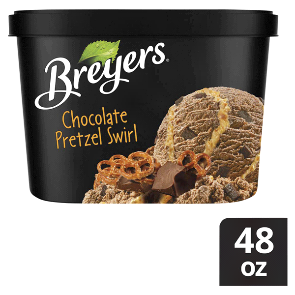 slide 1 of 1, Breyers Chocolate Pretzel Swirl Ice Cream, 48 oz