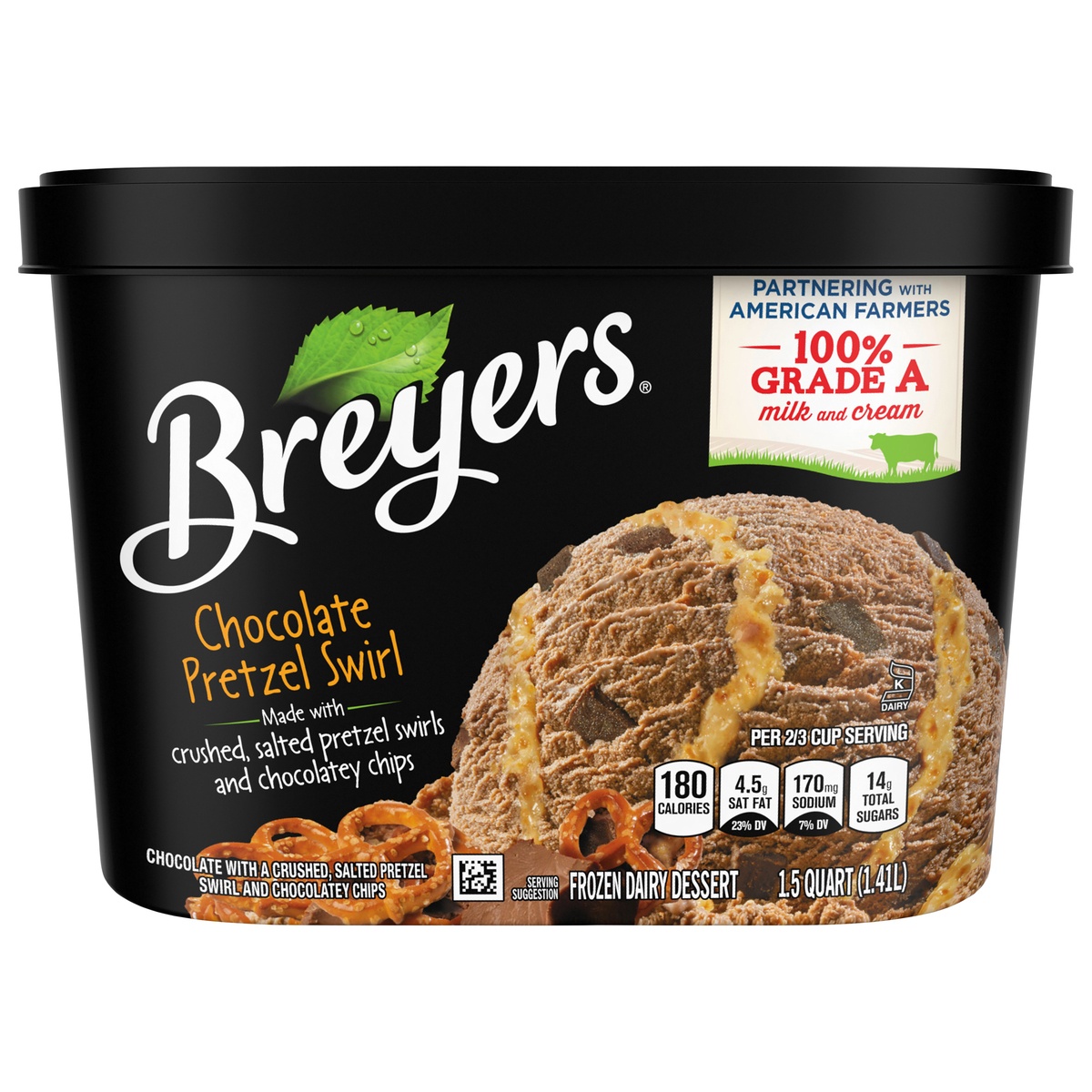 slide 1 of 1, Breyers Chocolate Pretzel Swirl Ice Cream, 48 oz