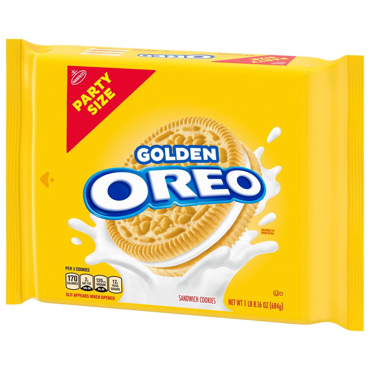 slide 2 of 12, OREO Golden Sandwich Cookies, Party Size, 24.16 oz, 24.16 oz