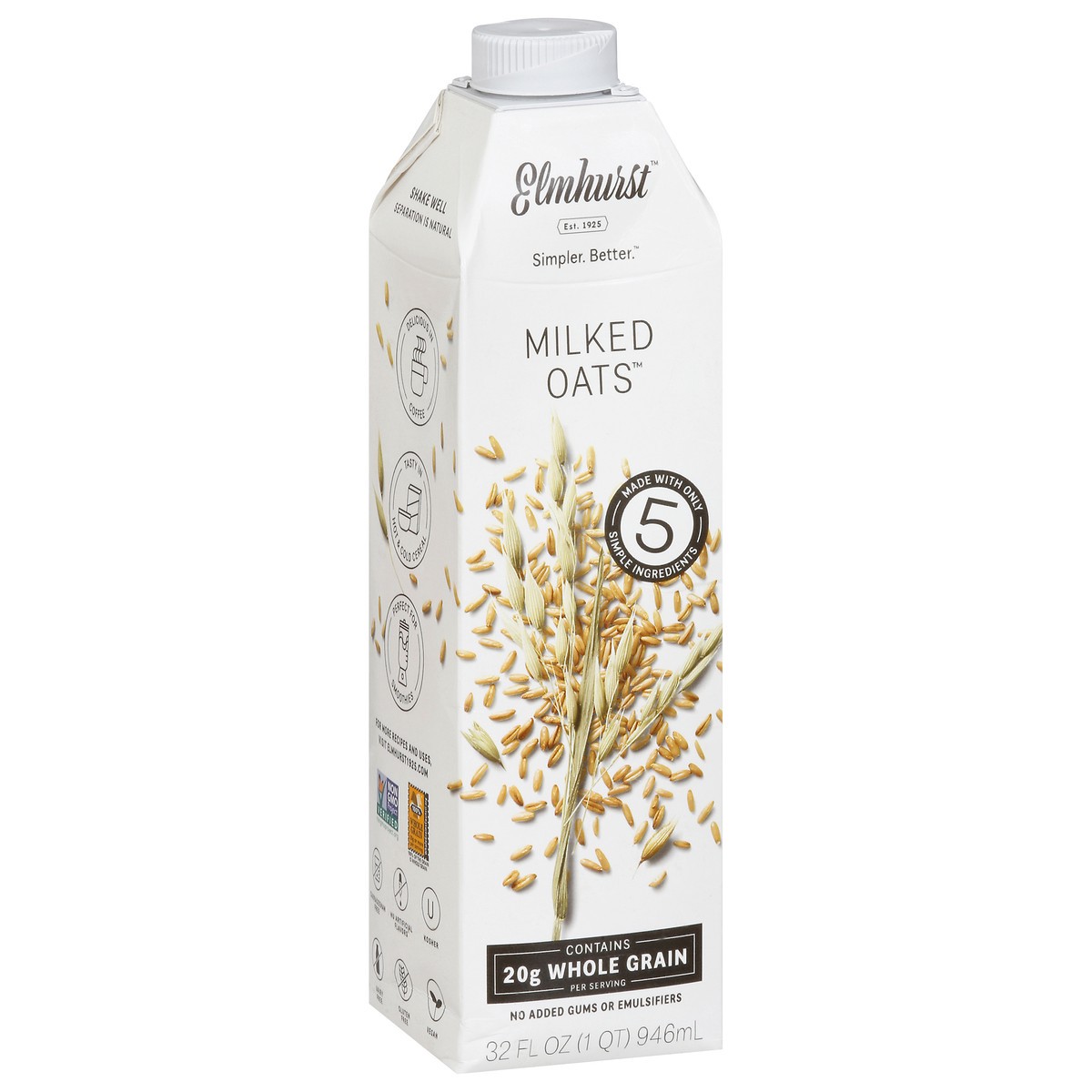 slide 2 of 9, Elmhurst Sweetened Millked Oats Non-dairy Beverage, 32 fl oz