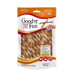 Good 'n' Fun Twists with Duck Triple Flavor Snack for All Dogs 10 Each