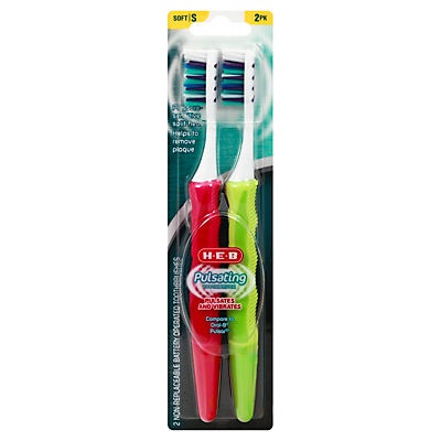 slide 1 of 1, H-E-B Pulsating Toothbrush Soft, 2 ct