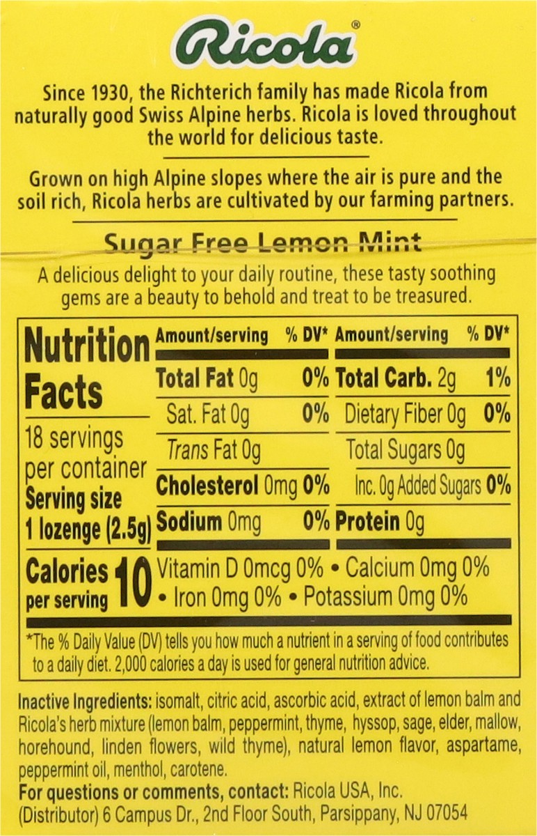 slide 10 of 16, Ricola Candy - Lemon Mint, 17 ct