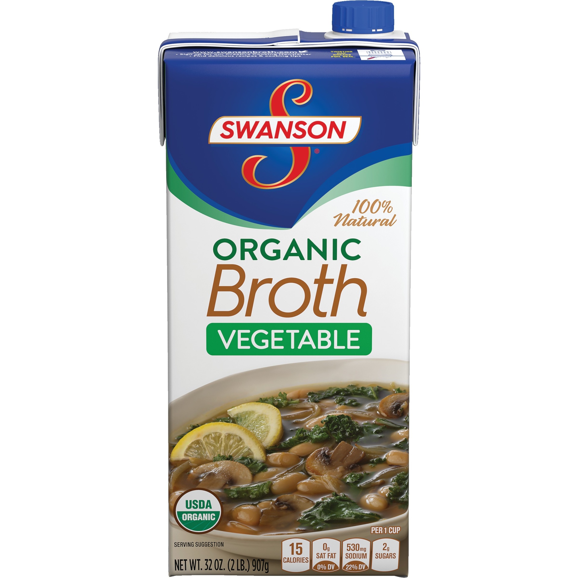 slide 1 of 5, Swanson 100% Natural Organic Vegetable Broth, 32 oz