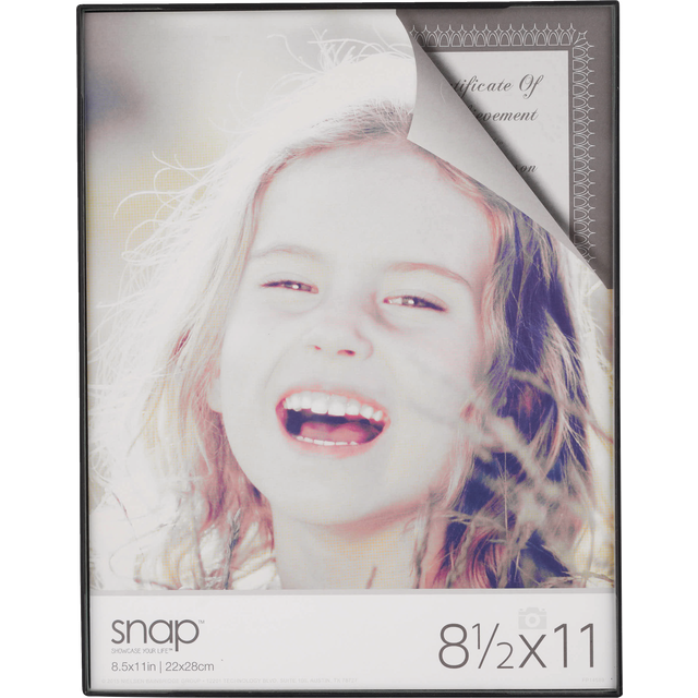 slide 1 of 1, Pinnacle Snap Front-Loading Picture Frame - Black, 8.5 in x 11 in