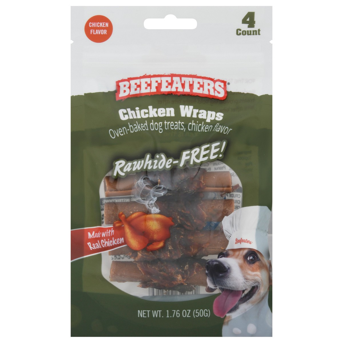 slide 6 of 10, Beefeaters Wraps Oven-Baked Chicken Flavor Dog Treats 4 ea, 4 ct