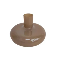 HD Designs 4-Inch Glass Taper Candle Holder - Light Brown