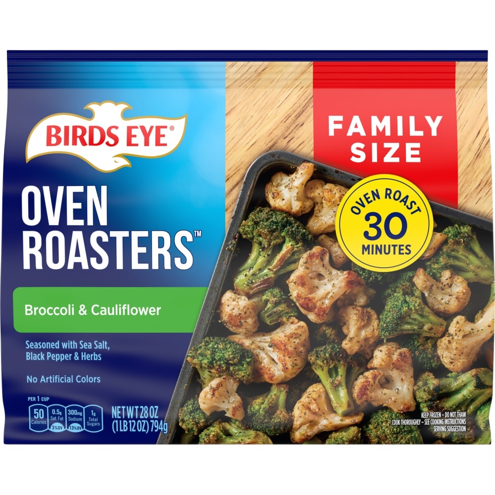 slide 1 of 1, Birds Eye Oven Roasters Broccoli And Cauliflower Frozen Vegetables Family Size, 28 oz