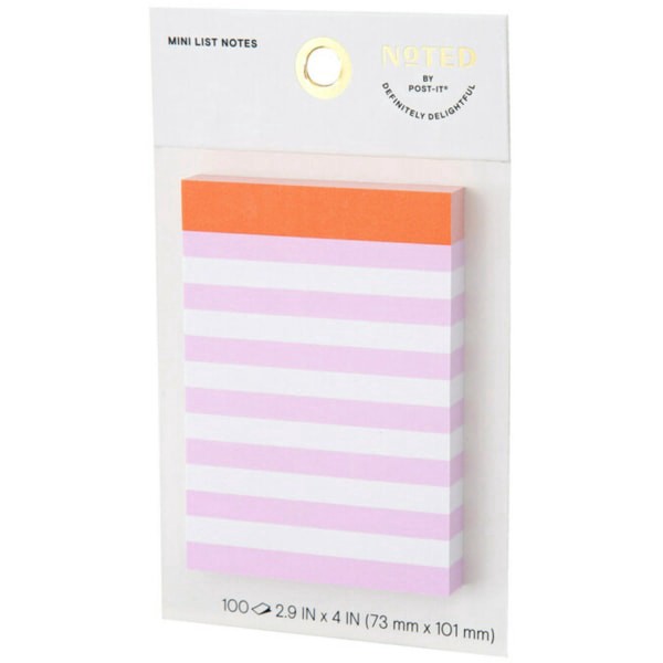 slide 5 of 6, Noted By Post-It Mini List Notes, 2-15/16"" X 4"" Purple/White/Red, 100 Sheets Per Pad, 100 ct