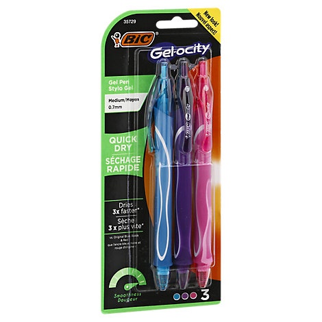 slide 1 of 1, Bic Gelocity Quick Dry, 3 ct