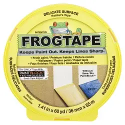 DUCK FrogTape Delicate Surface Painting Tape, Yellow, 1.41 in. x 60 yd.