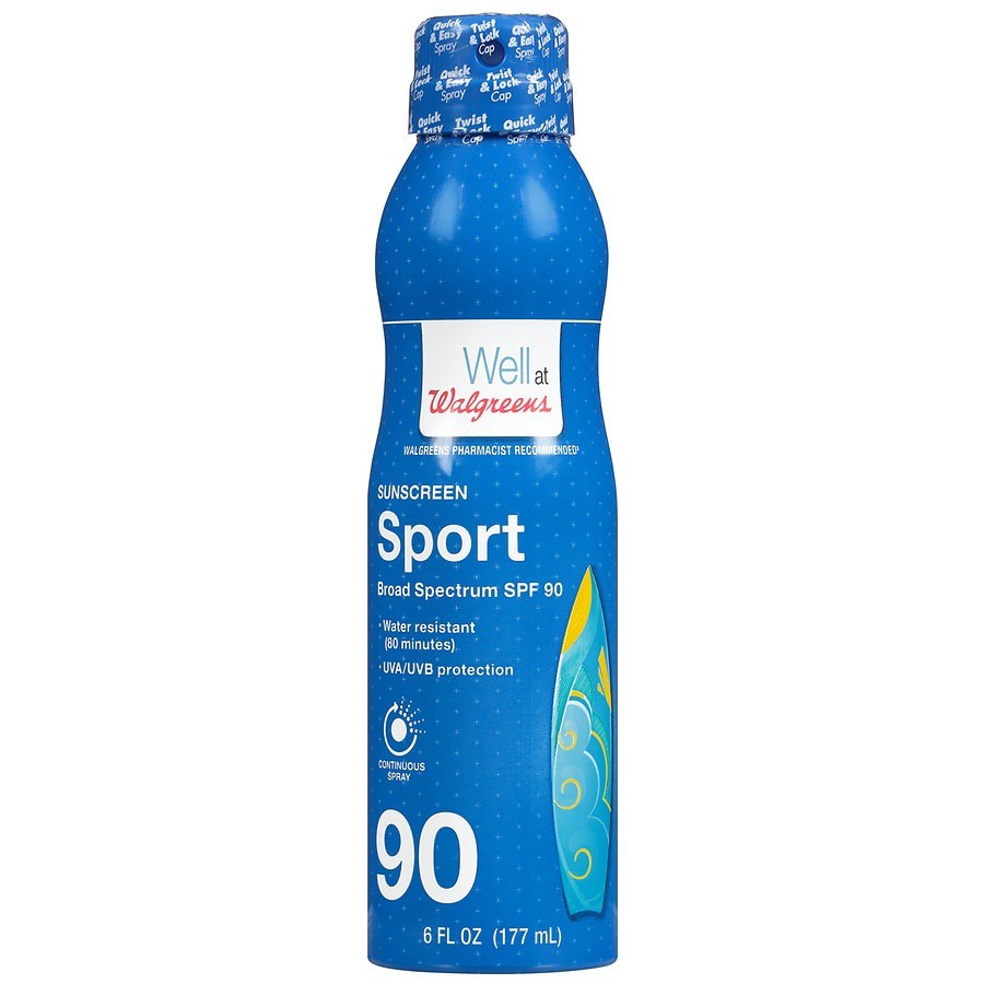slide 1 of 1, Walgreens Sport Broad Spectrum SPF 90 Sunscreen Aerosol Can, 6 fl oz