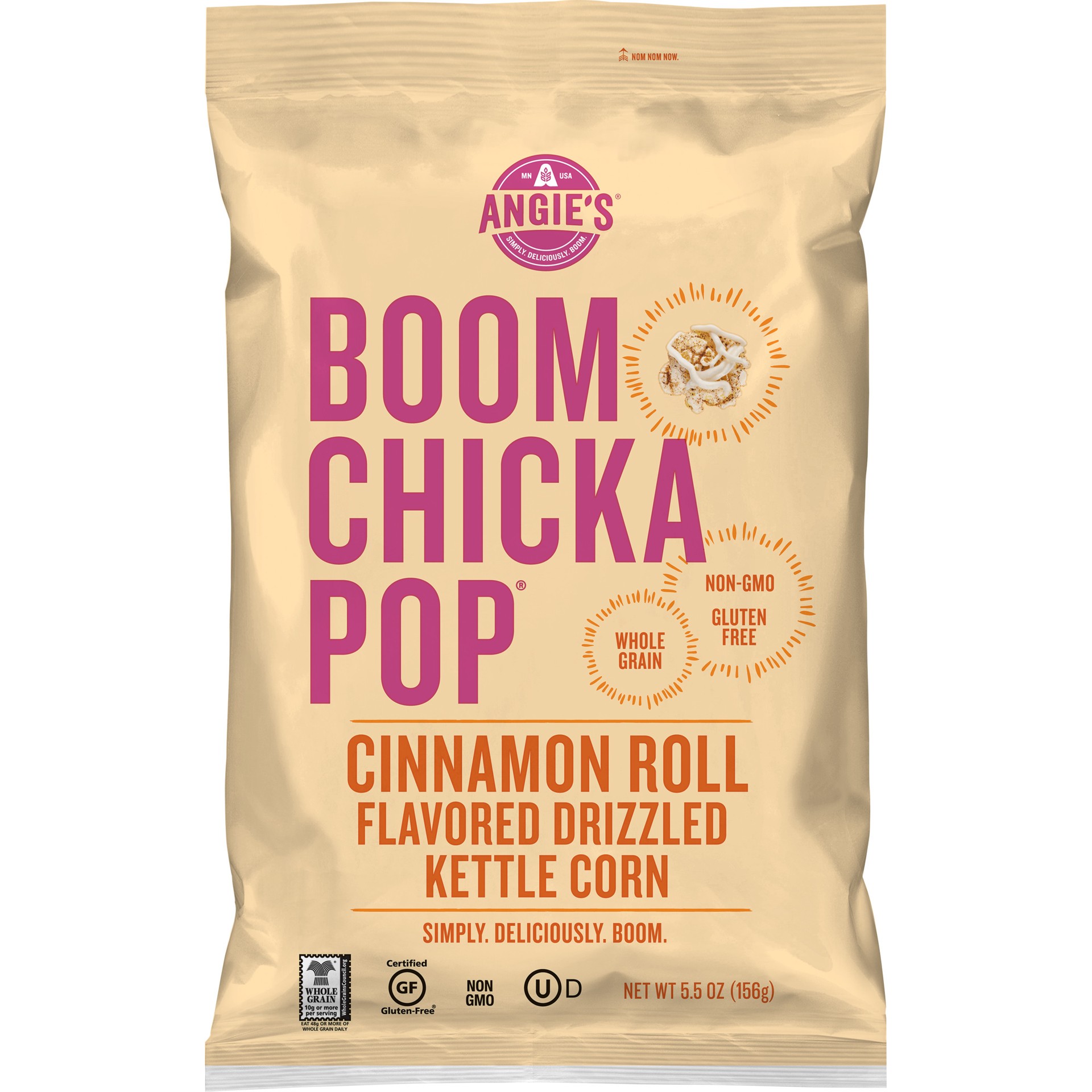 slide 1 of 3, Angie's BOOMCHICKAPOP Cinnamon Roll Drizzled Flavored Kettle Corn Popcorn, 5.5 oz., 5.5 oz