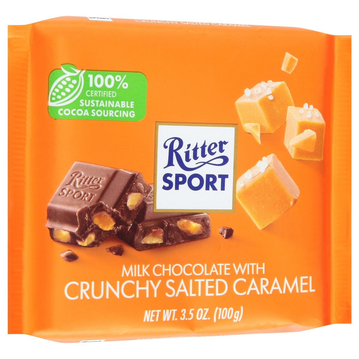 slide 2 of 13, Ritter Sport Crunchy Salted Caramel Milk Chocolate 3.5 oz, 3.5 oz
