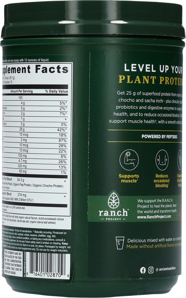 slide 2 of 15, Ancient Nutrition Multi Protein Plant Based Milk Chocolate, 587 gram