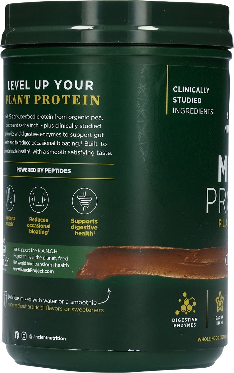 slide 3 of 15, Ancient Nutrition Multi Protein Plant Based Milk Chocolate, 587 gram