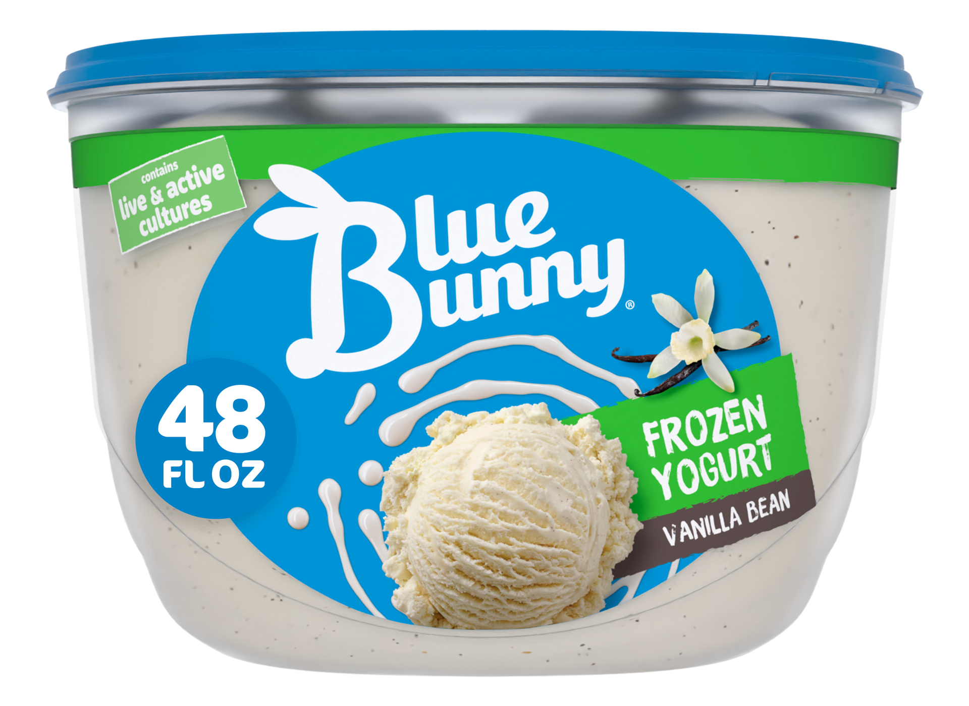 slide 1 of 1, Blue Bunny Vanilla Bean Frozen Yogurt, 48 fl oz, 48 fl oz