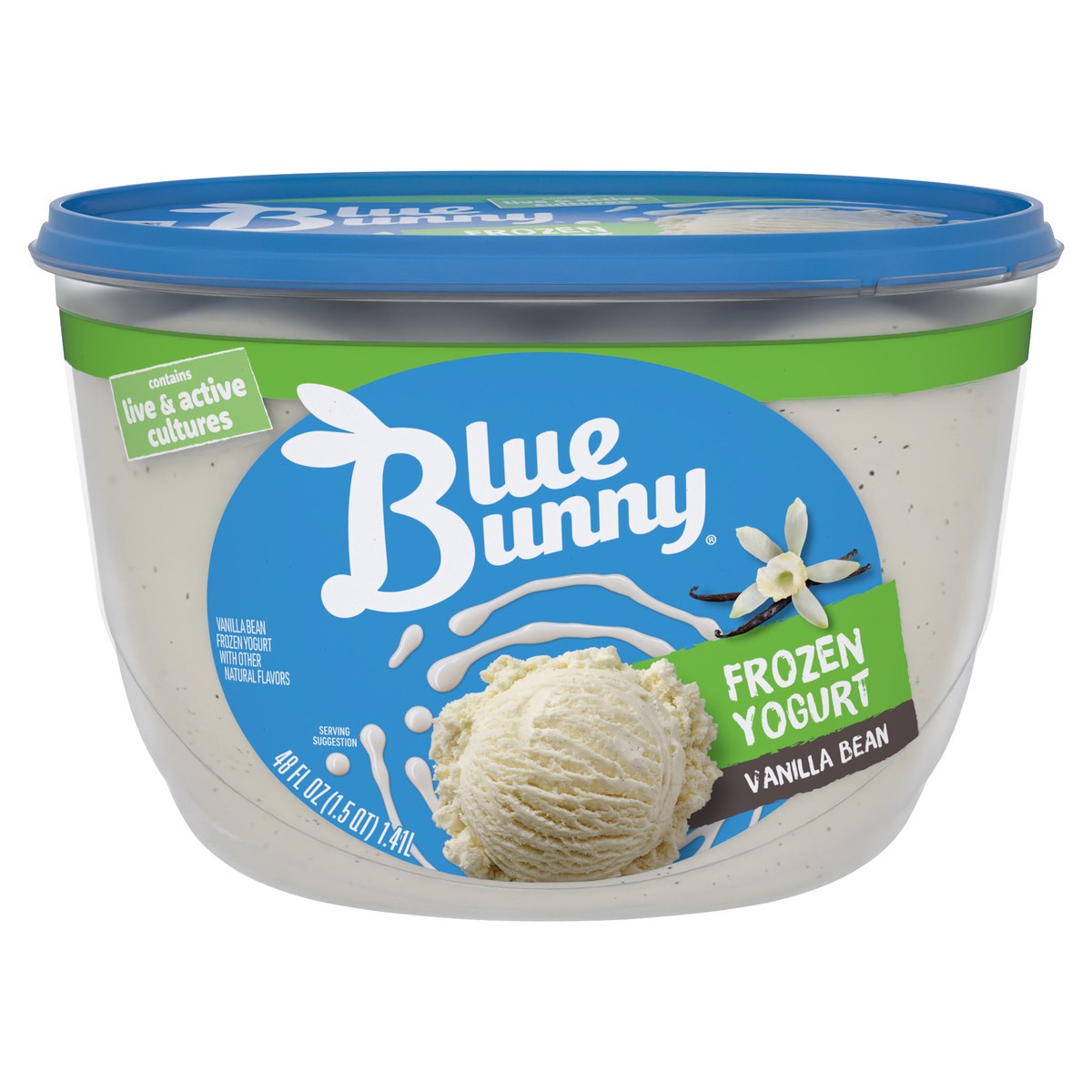 slide 1 of 1, Blue Bunny Vanilla Bean Frozen Yogurt, 48 fl oz, 48 fl oz