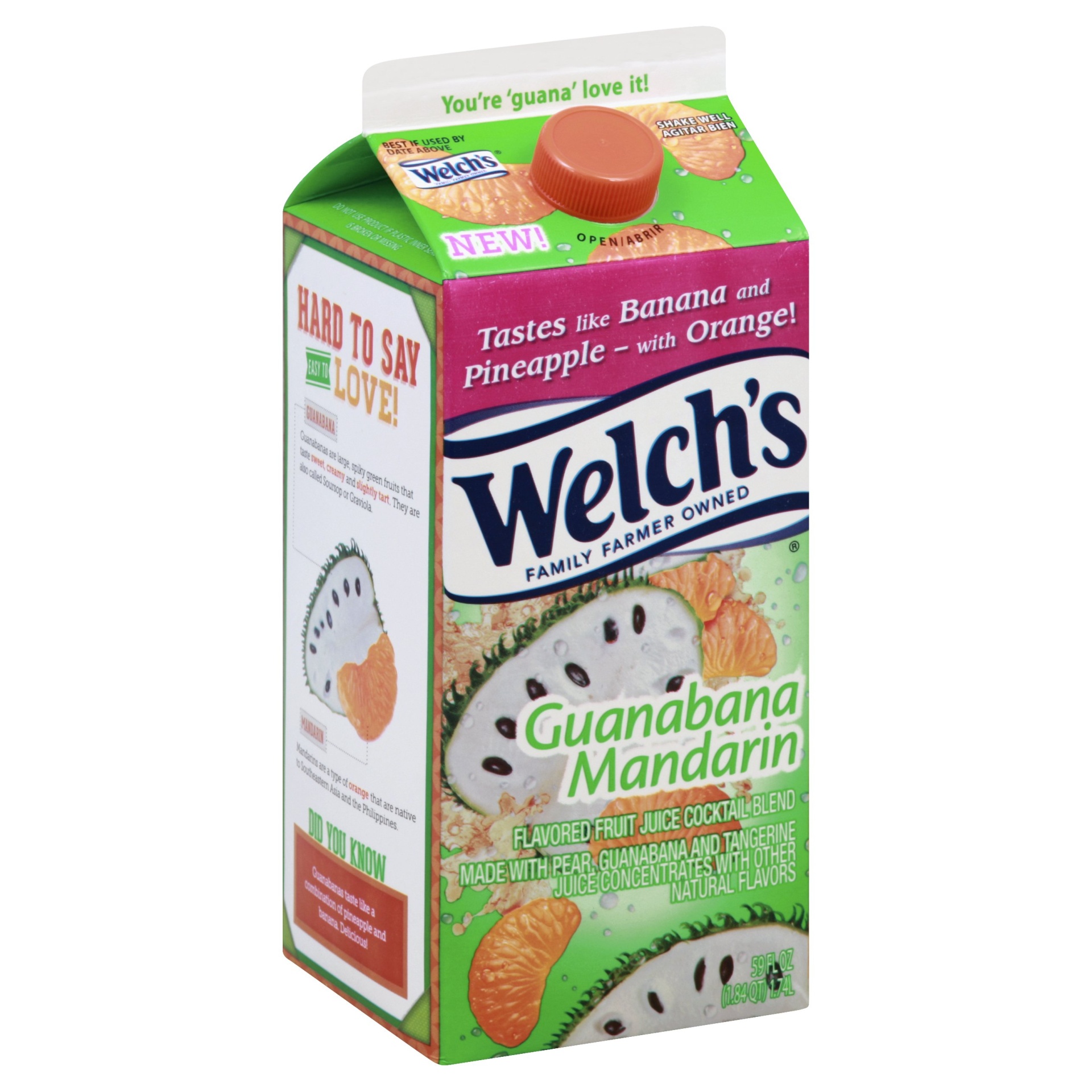 slide 1 of 1, Welch's Guanabana Mandarin Flavored Fruit Juice Cocktail, 59 fl oz