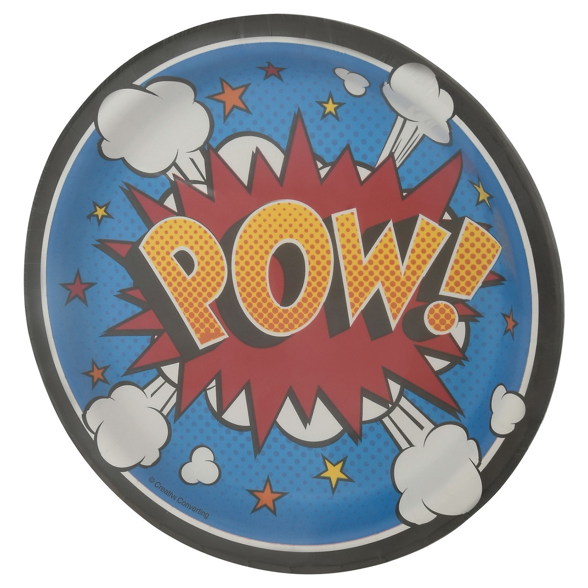 slide 8 of 9, Celebrations Creative Converting Superhero Slogn Snack Plates, 8 ct