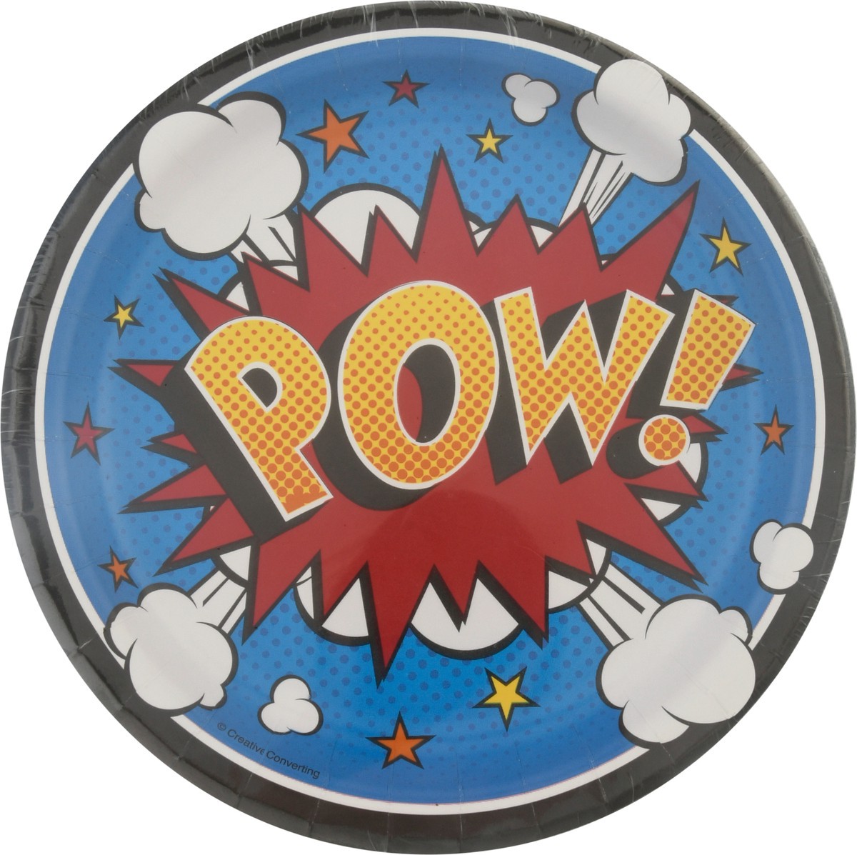 slide 5 of 9, Celebrations Creative Converting Superhero Slogn Snack Plates, 8 ct