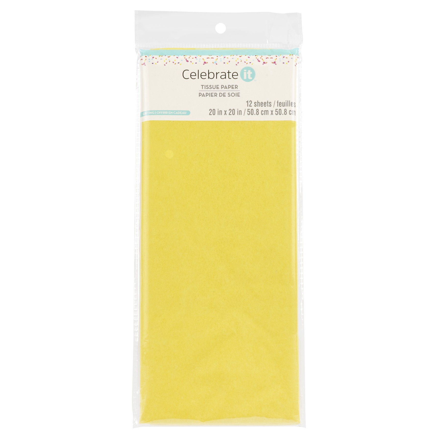 slide 3 of 3, Yellow Tissue Paper By Celebrate It, 12 Sheets, 20 in x 20 in