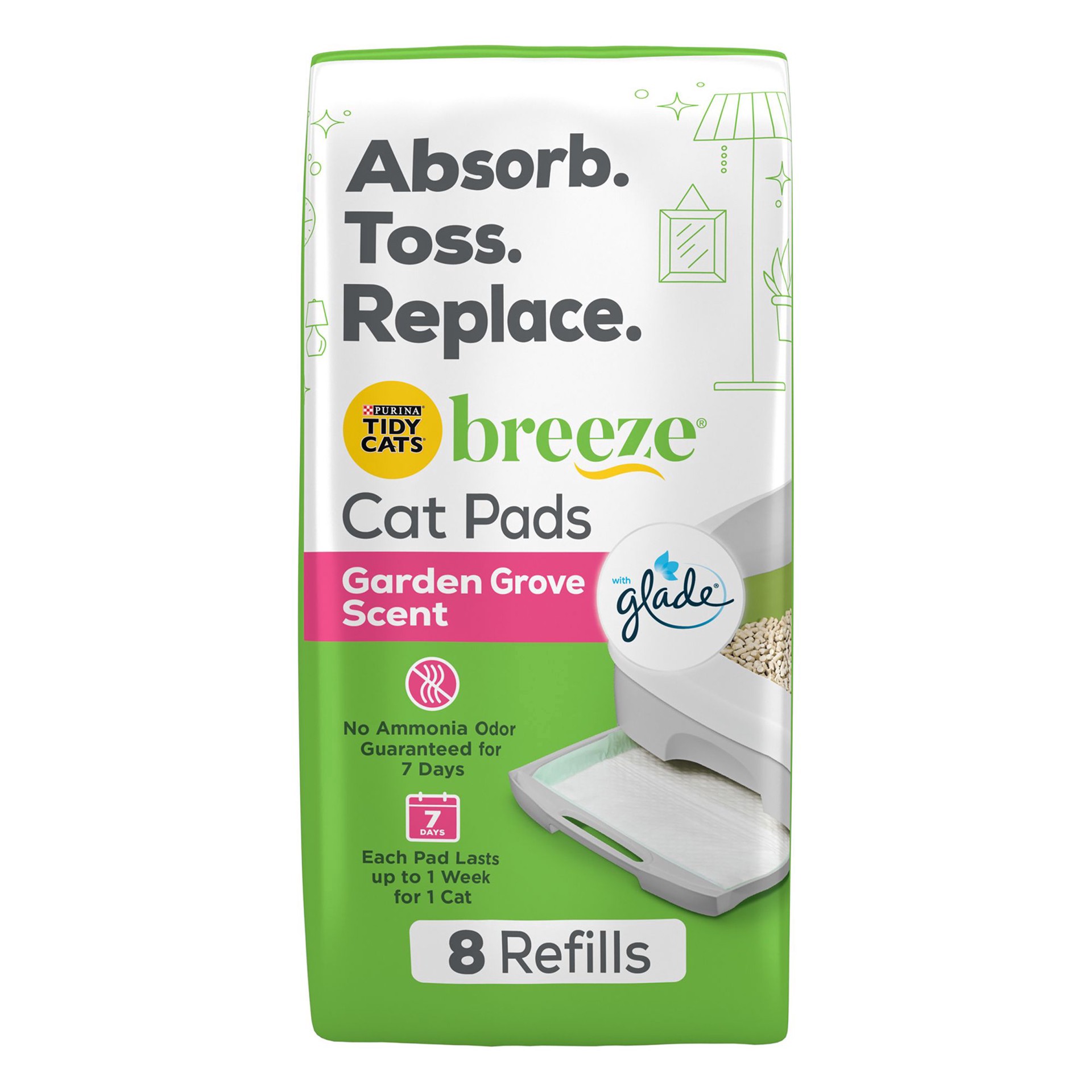 slide 1 of 1, Purina Tidy Cats Breeze With Glade Garden Grove Scented Cat Pee Pads, 8 ct