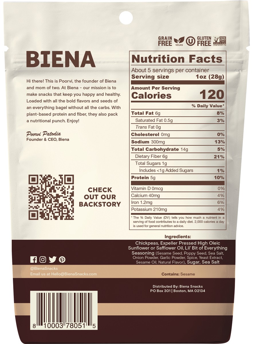 slide 3 of 3, Biena Lil' Bit of Everything Chickpea Snacks 5 oz, 1 ct