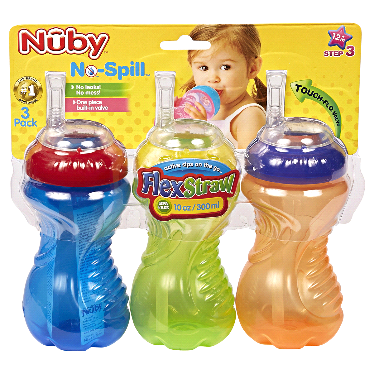 slide 1 of 2, Nuby No-Spill Cup with Flex Straw, 10 oz