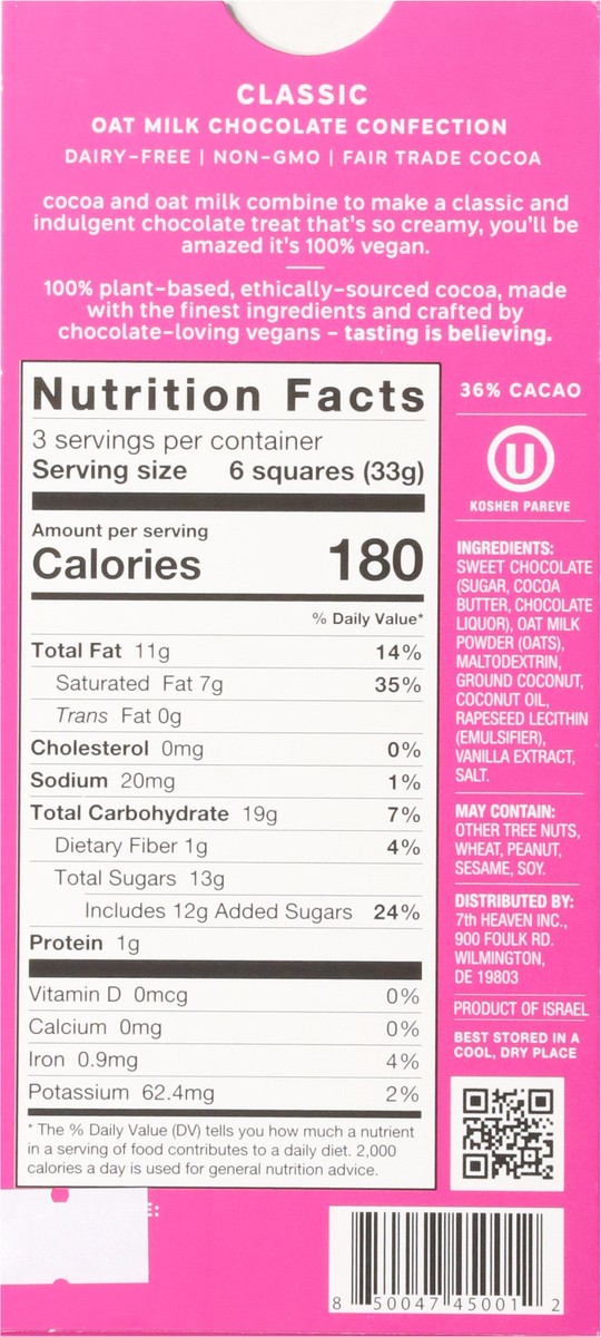slide 2 of 13, 7th Heaven Oat Milk Classic Chocolate Confection 3.5 oz, 3.5 oz