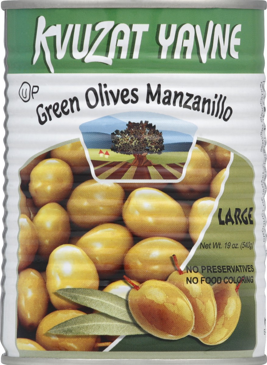 slide 2 of 2, Kvuzat Yavne Large Green Olives Manzanillo, 19 oz