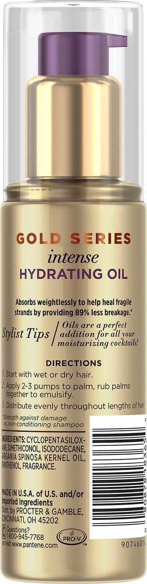 slide 2 of 3, Pantene Gold Series from Pantene Sulfate-Free Intense Hydrating Oil Treatment for Curly, Coily Hair, 3.2 fl oz, 3.2 fl oz