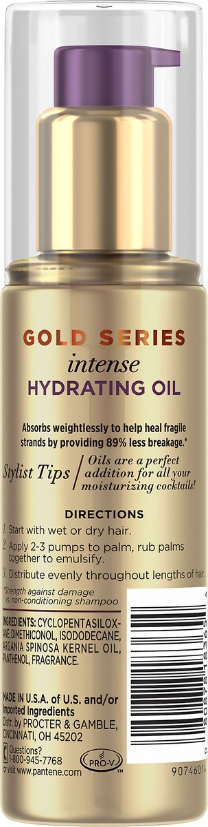 slide 3 of 3, Pantene Gold Series from Pantene Sulfate-Free Intense Hydrating Oil Treatment for Curly, Coily Hair, 3.2 fl oz, 3.2 fl oz