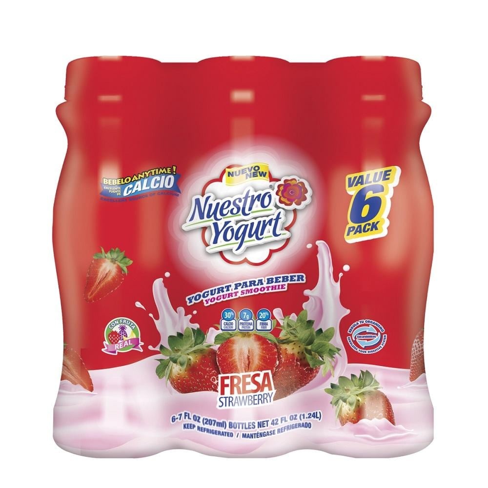 slide 1 of 1, Nuestro Fresa Strawberry Yogurt, 6 ct; 7 fl oz