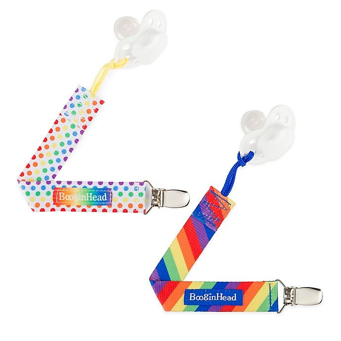 slide 4 of 12, BooginHead PaciGrip Rainbow Pacifier Straps, 2 ct