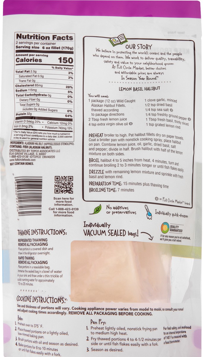 slide 7 of 14, Full Circle Fish Halibut Fillets, 12 oz