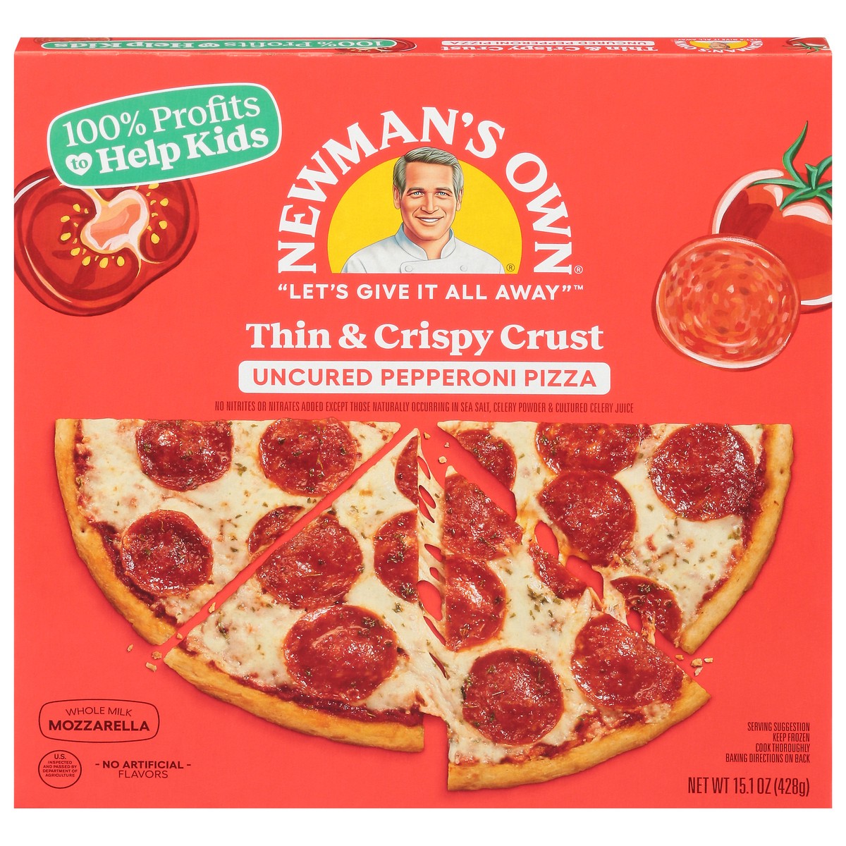 slide 1 of 9, Newman's Own Thin and Crispy Crust Uncured Pepperoni Pizza 15.1 oz, 15.1 oz