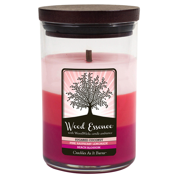 slide 1 of 1, Wood Essence Triple Medium Sugared, Pink, Beach Candle, 1 ct