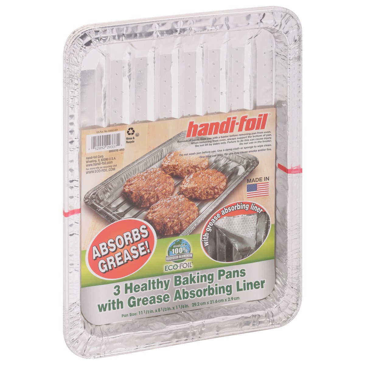 slide 3 of 9, Handi-foil Healthy Baking Pans with Grease Absorbing Liner 3 ea, 3 ct