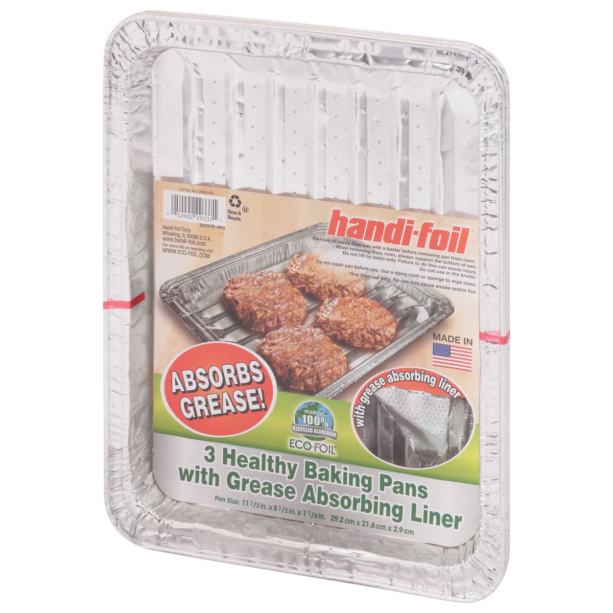 slide 4 of 9, Handi-foil Healthy Baking Pans with Grease Absorbing Liner 3 ea, 3 ct