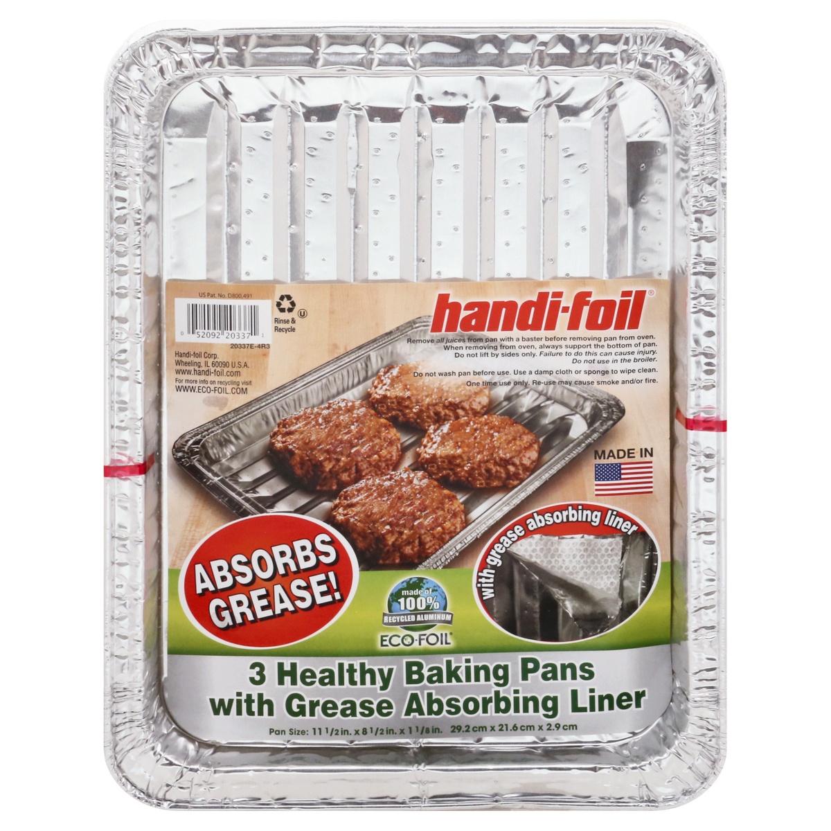 slide 1 of 9, Handi-foil Healthy Baking Pans with Grease Absorbing Liner 3 ea, 