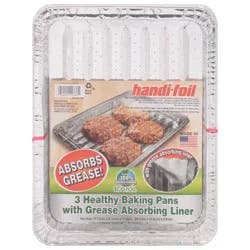Handi-foil Healthy Baking Pans with Grease Absorbing Liner 3 ea