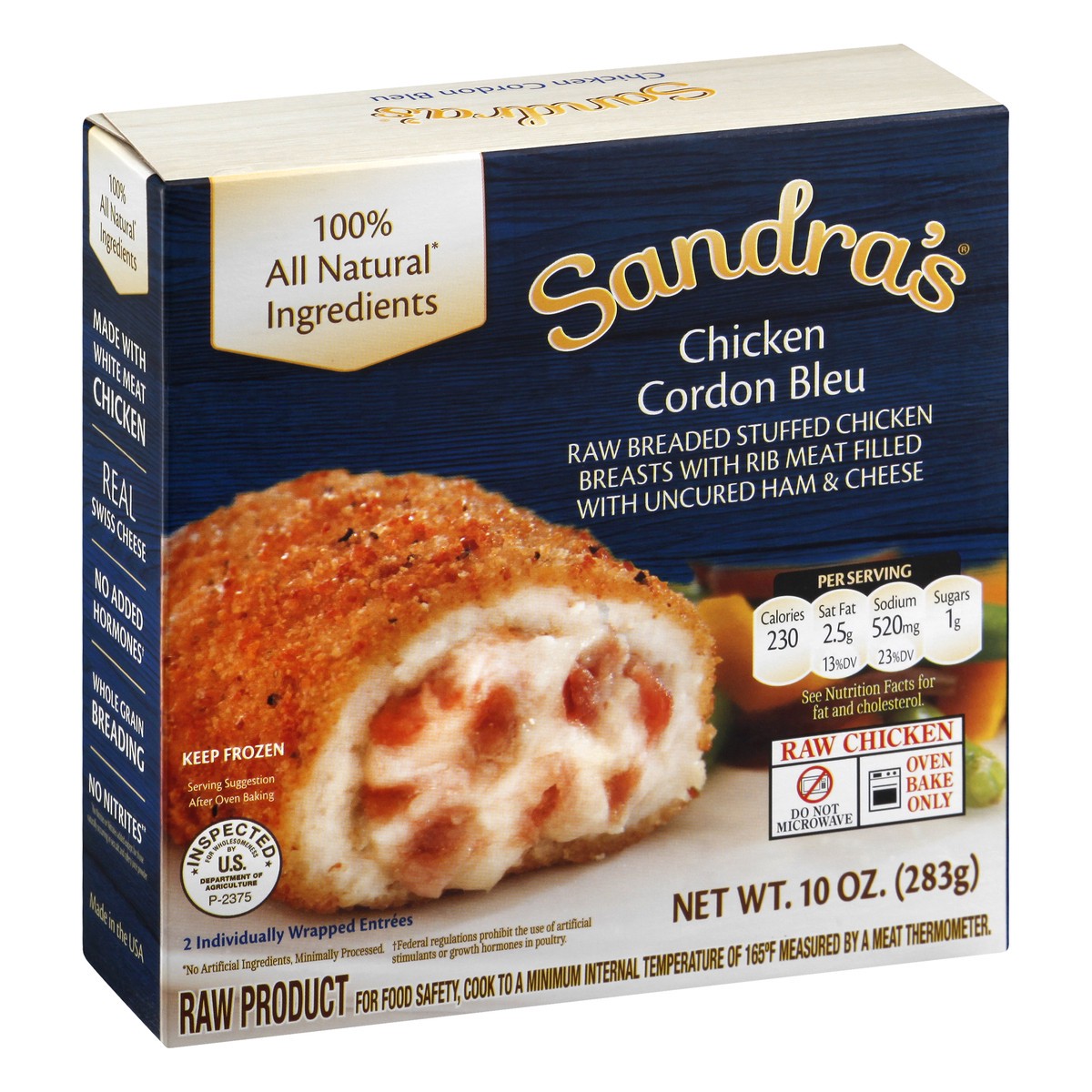 slide 2 of 13, Sandra's Chicken Cordon Bleu Stuffed Chicken Breasts 2 ea, 2 ct