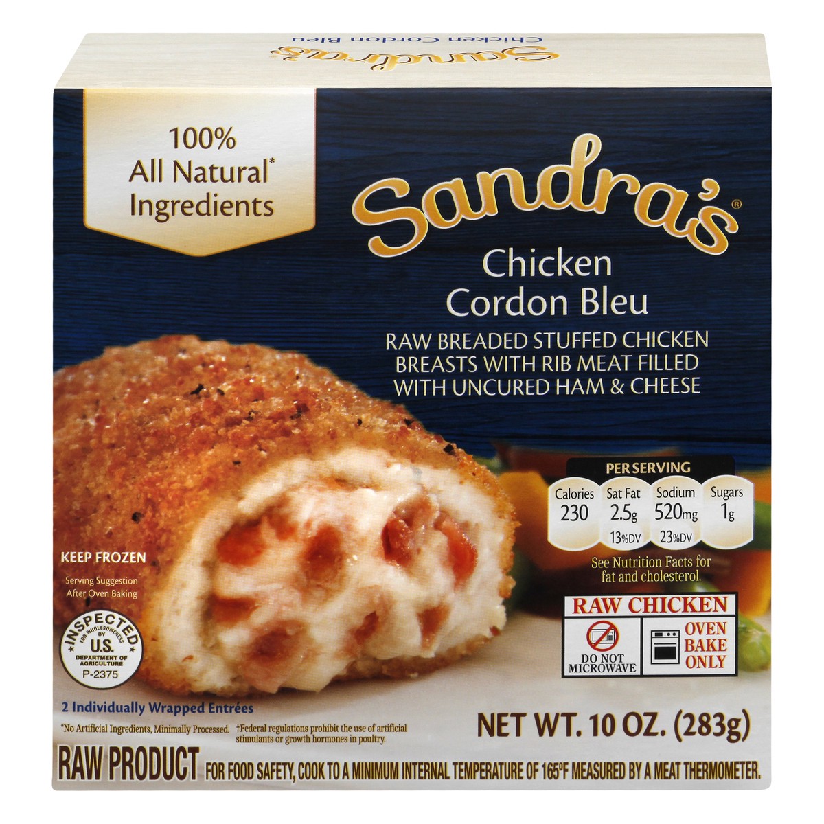 slide 1 of 13, Sandra's Chicken Cordon Bleu Stuffed Chicken Breasts 2 ea, 2 ct