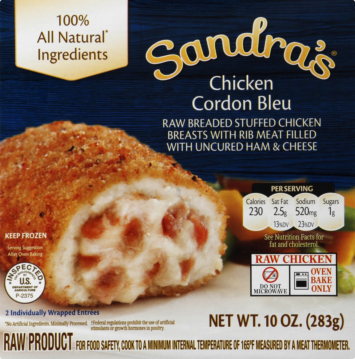 slide 8 of 13, Sandra's Chicken Cordon Bleu Stuffed Chicken Breasts 2 ea, 2 ct