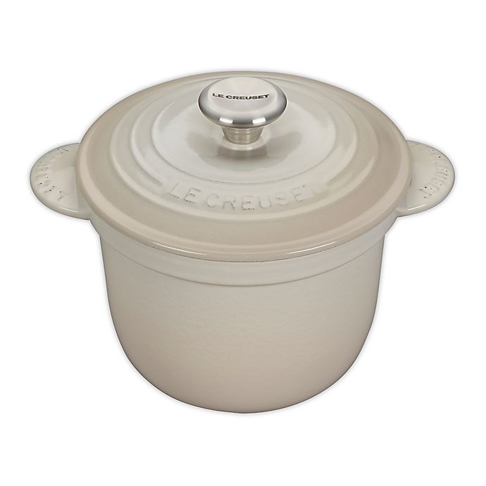 slide 1 of 1, Le Creuset Covered Rice Pot with Stoneware Insert - Meringue, 2.25 qt