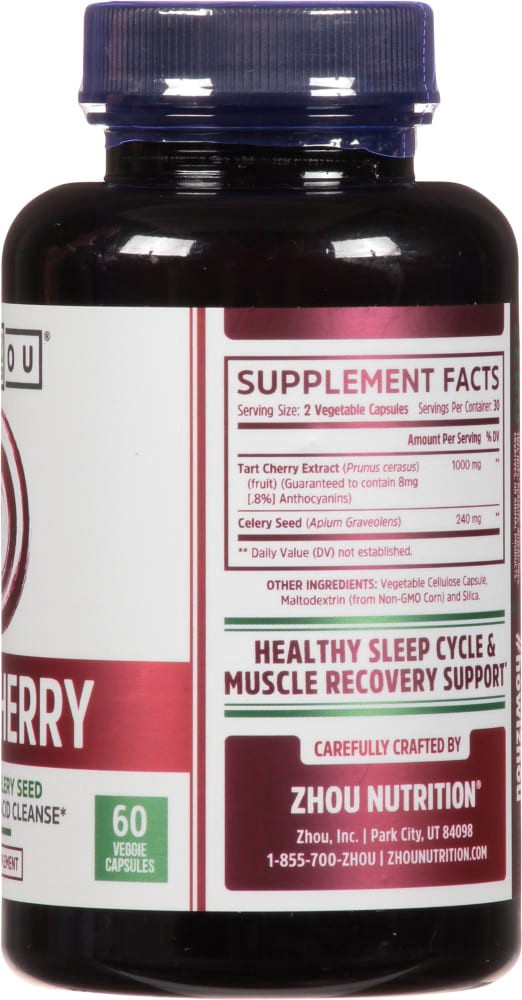 slide 2 of 4, Zhou Tart Cherry Extract + Celery Seed, 100 ct