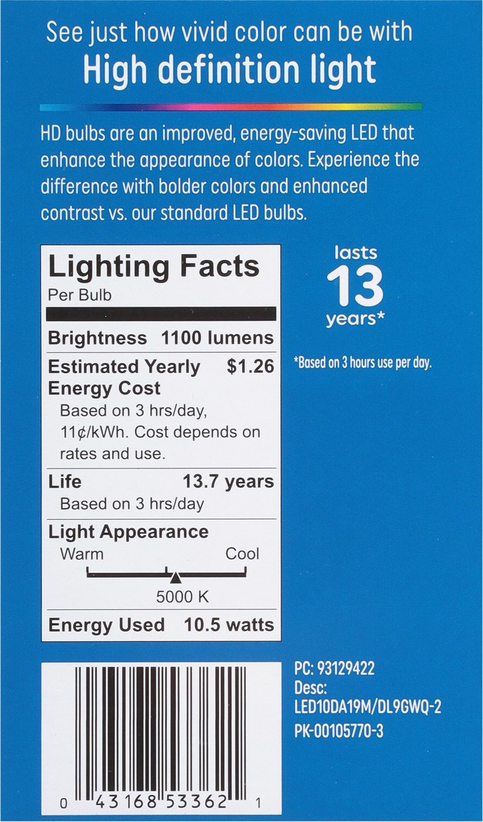 slide 2 of 11, GE Refresh 10.5 Watts Dimmable HD Light LED Light Bulb 2 ea, 2 ct